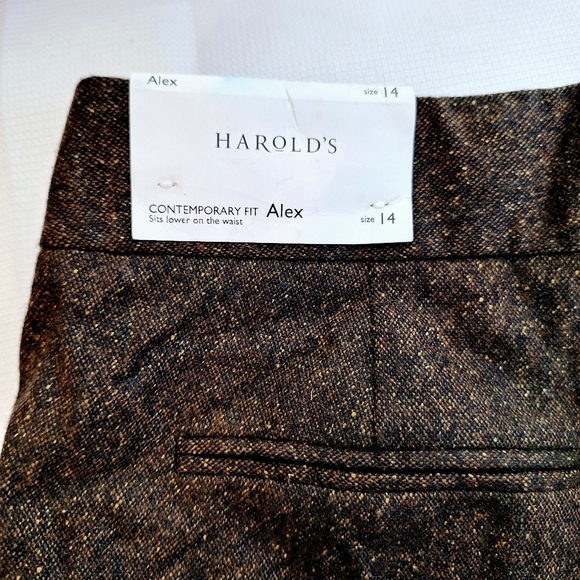 NWT Harold's brand "Harold in Tweed" Plus-size 14 wool silk blend wide leg pants - Picture 11 of 11